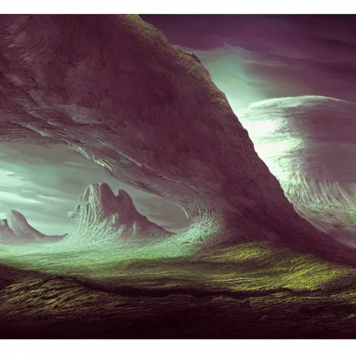 Image similar to matte painting of alien landscape