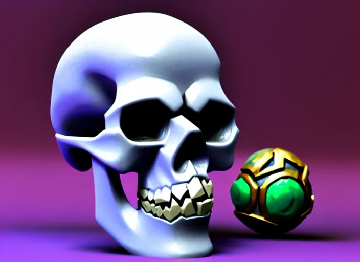 Image similar to skull, stylized stl, 3 d render, activision blizzard style, hearthstone style