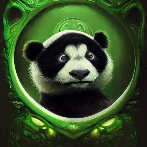 Prompt: cute green panda, intricate, highly detailed, digital painting, artstation, concept art, smooth, sharp focus, illustration, Unreal Engine 5, 8K, art by artgerm and greg rutkowski and alphonse mucha