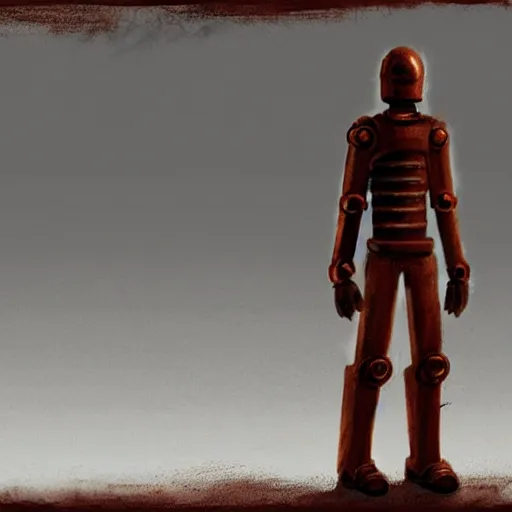 Image similar to A rusty lonely android, digital concept art by Scott Robertson