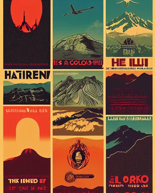 Prompt: 1 9 7 0 s national parks poster for hell, poster design, 4 k, heavy metal art style