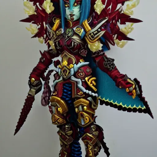 Prompt: a warrior from world of warcraft made out of beads