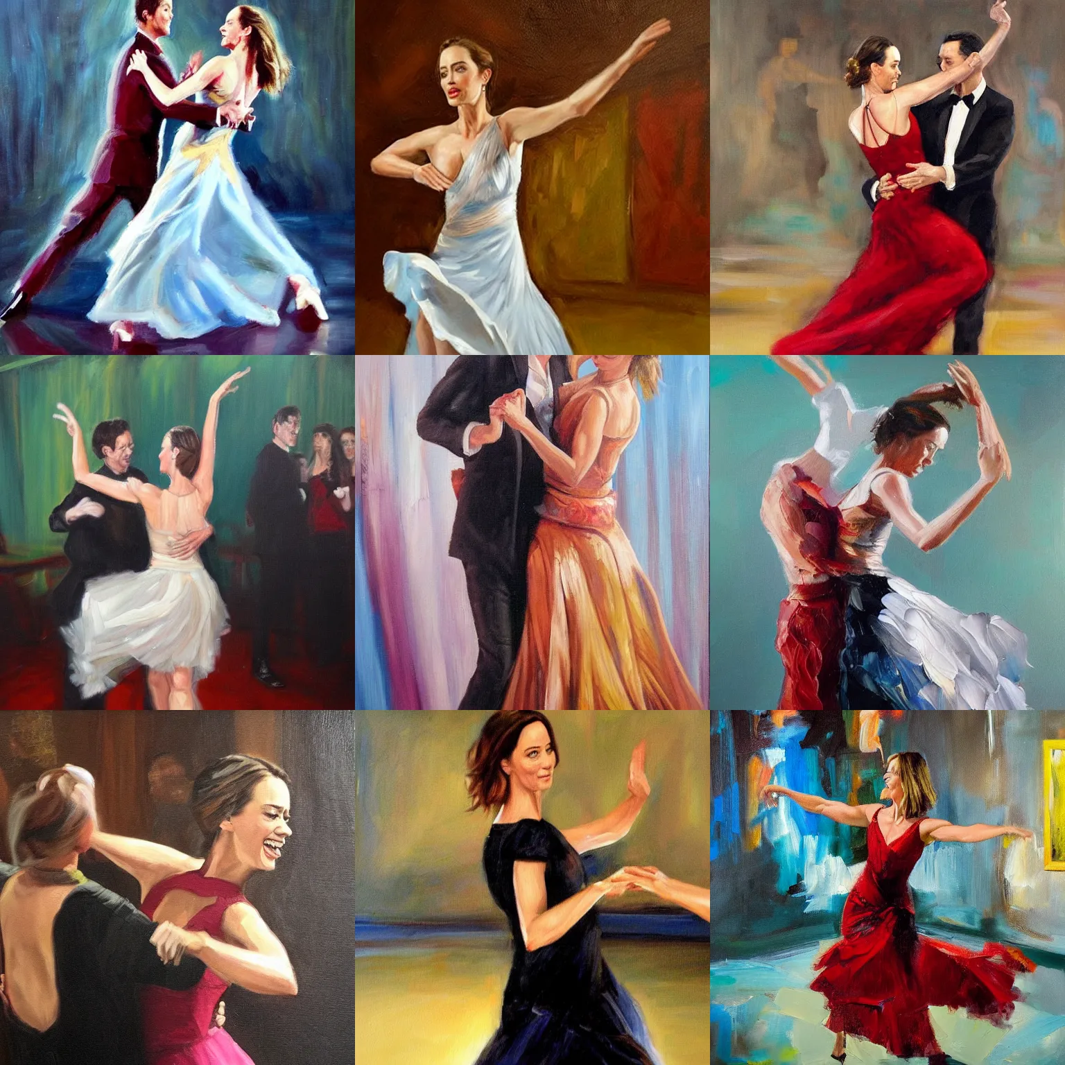 a vibrant oil painting of emily blunt dancing modern | Stable Diffusion ...