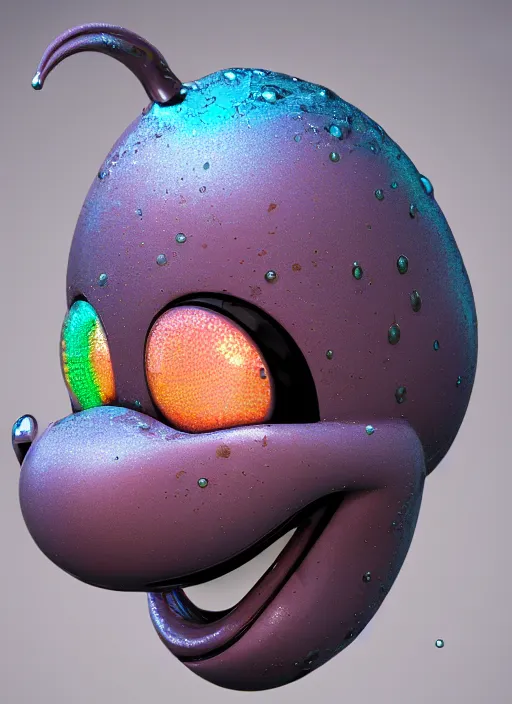 Image similar to mickey mouse head, fractal, broken, wet, mycelium, radiant alien, rococo, baroque, automotive, bio-mechanical, porcelain, iridescent sub surface scattering, octane render