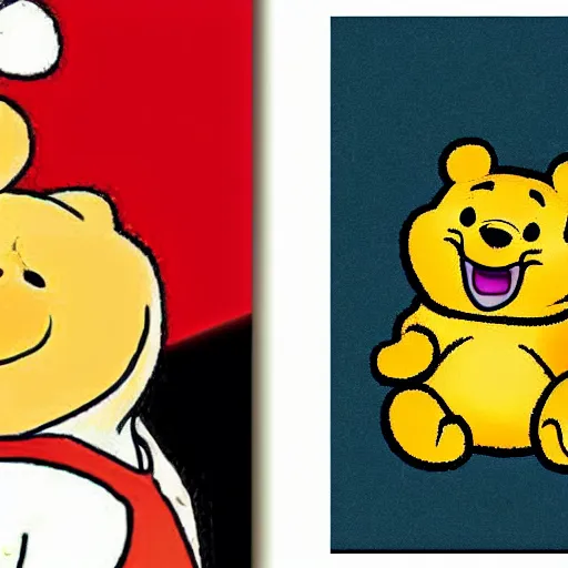 Image similar to drawing of xi jinping with the body of winnie the pooh and the head of xi jinping