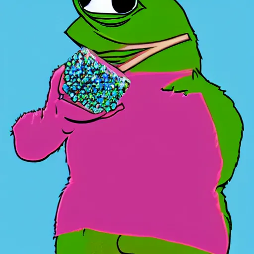 Image similar to pepe eating crystals