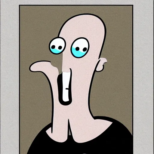 Image similar to handsome squidward portrait, cartoon network