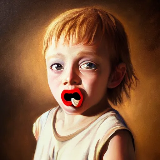 Prompt: the kid lost another tooth, oil painting, renaissance, 4k, ultra realistic, dynamic lighting, art station, ultra quality