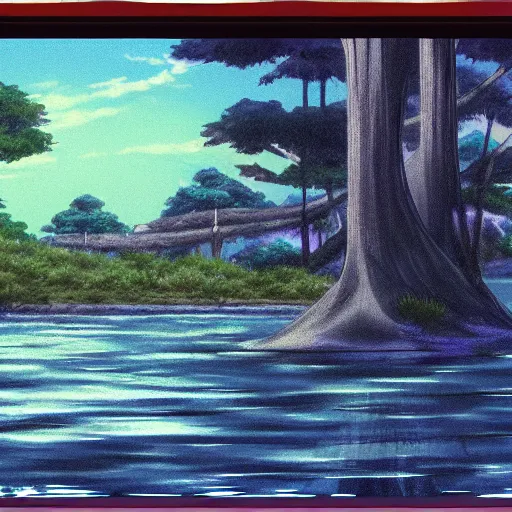 Prompt: screenshot from anime series, drawn by Bob Ross