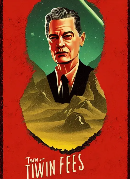 Prompt: twin peaks movie poster art by enric