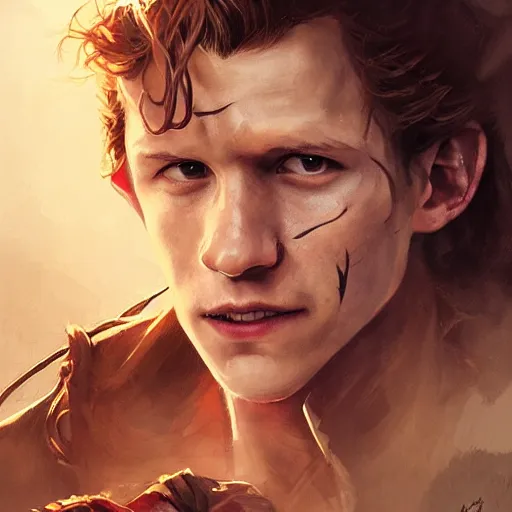Image similar to tom holland as a pirate, fine face, face focused, fine detailed face, long hair, realistic shaded lighting poster by greg rutkowski, magali villeneuve, artgerm, jeremy lipkin, michael garmash, rob rey, cinematic lighting, sharp focus, highly detailed attributes and atmosphere
