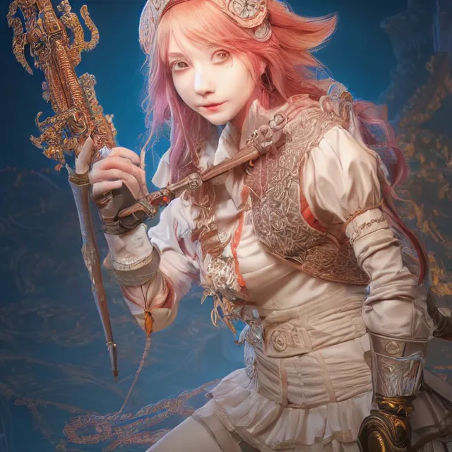 Image similar to the portrait of neutral good colorful female cleric bard as absurdly beautiful, gorgeous, elegant, young gravure idol, an ultrafine hyperdetailed illustration by kim jung gi, irakli nadar, intricate linework, sharp focus, bright colors, octopath traveler, final fantasy, unreal engine 5 highly rendered, global illumination, radiant light, detailed and intricate environment