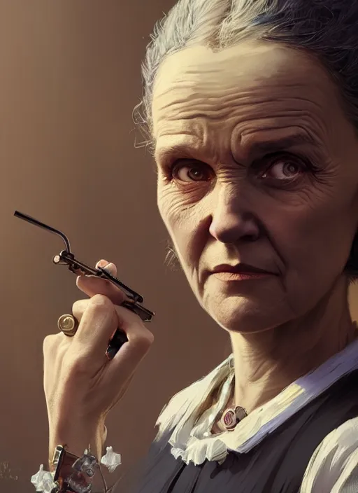 Image similar to highly detailed portrait of marie curie in gta v, stephen bliss, unreal engine, fantasy art by greg rutkowski, loish, rhads, ferdinand knab, makoto shinkai and lois van baarle, ilya kuvshinov, rossdraws, tom bagshaw, global illumination, radiant light, detailed and intricate environment