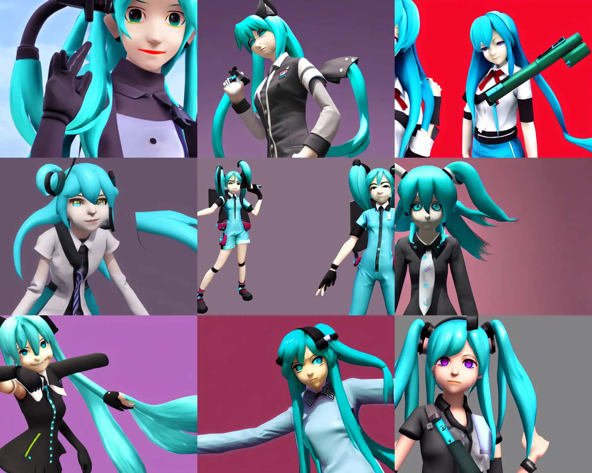 Prompt: hatsune miku model for team fortress 2, rendered in sfm