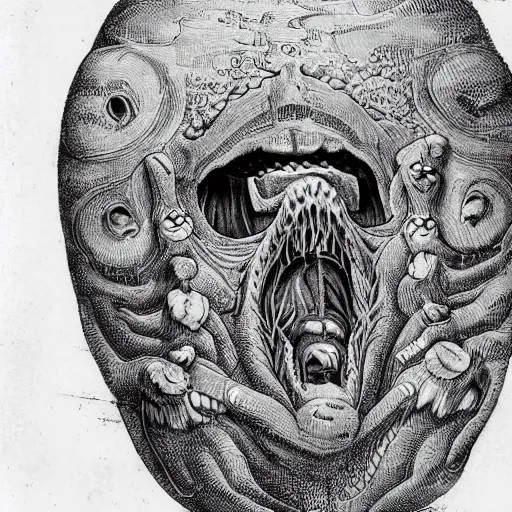 Image similar to bizarre bestiary of repressed unconscious emotional monsters and creatures