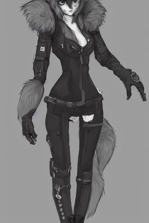 Image similar to a fox fursona, trending on artstation, by kawacy, furry art, digital art, cyberpunk, high quality