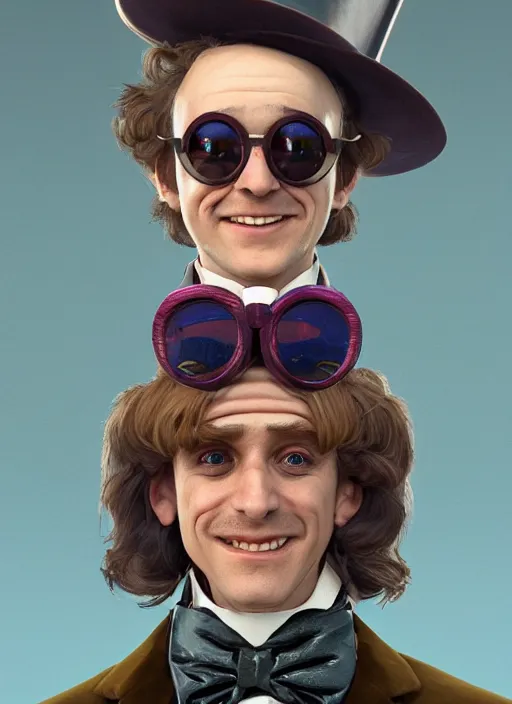 Image similar to ant sanders as willy wonka, au naturel, hyper detailed, digital art, trending in artstation, cinematic lighting, studio quality, smooth render, unreal engine 5 rendered, octane rendered, art style by klimt and nixeu and ian sprigger and wlop and krenz cushart