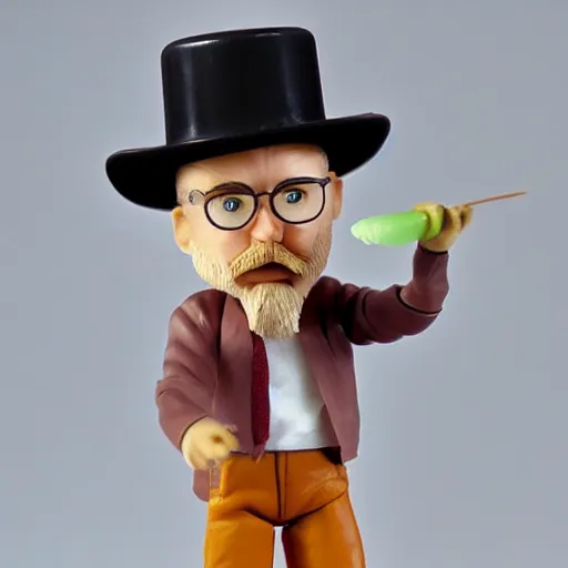 Image similar to nils bohr cosplay werner heisenberg, stop motion vinyl action figure, plastic, toy, butcher billy style