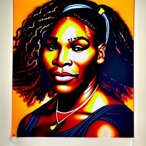 Prompt: serena williams portrait painting kehinde wiley