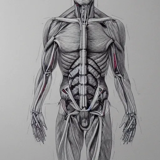 Prompt: human anatomy for artists, pen sketch