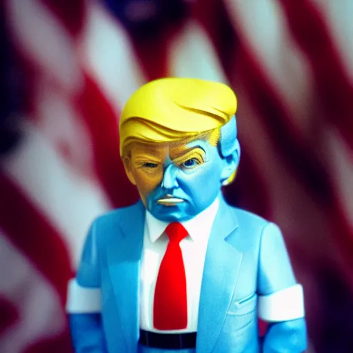 Prompt: toy of donald trump cinestill, 800t, 35mm, full-HD