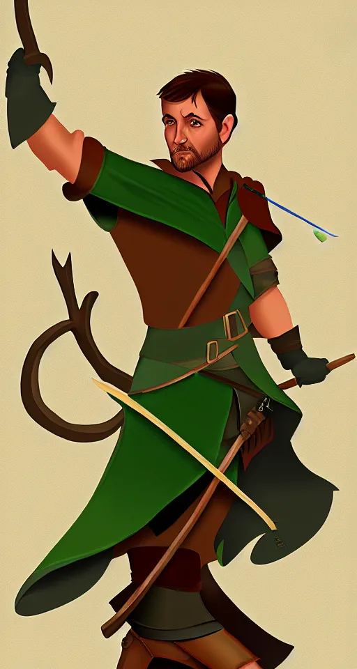 Image similar to a concept art digital painting of robin Hood