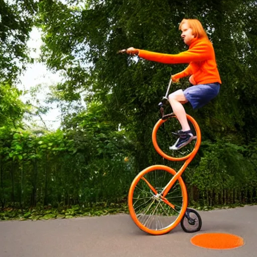 Prompt: orange tabby cat riding a unicycle