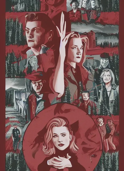 Image similar to twin peaks movie poster art by enrich torres