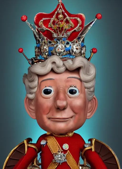 Image similar to closeup face profile portrait of tin toy prince charles as a fairytale prince wearing a crown eating cakes, depth of field, zeiss lens, detailed, symmetrical, centered, fashion photoshoot, by nicoletta ceccoli, mark ryden, lostfish, breathtaking, 8 k resolution, extremely detailed, beautiful, establishing shot, artistic, hyperrealistic, octane render