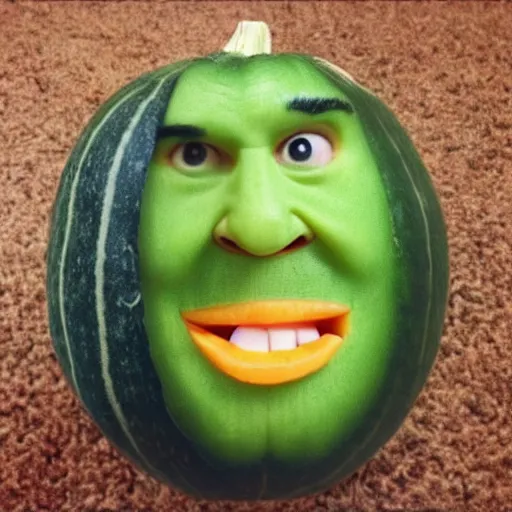 Image similar to ashton kutcher face on a squash