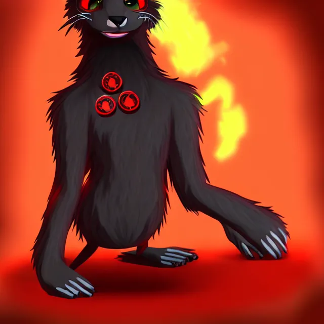 Image similar to furry - male - red - black - weasel - necromancer - fursona uhd ue 5 visual novel pc game expressions