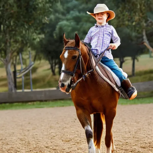 Image similar to boy riding a horse