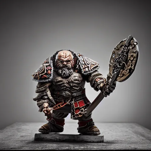 Image similar to berserker dwarf from warhammer, luxury materials, symmetrical, cinematic, elegant, professional studio light, real dlsr photography, sharp focus, 4 k, ultra hd, sense of awe, high fashion