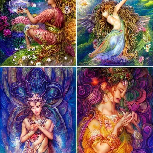 Image similar to goddess of nature checking her phone, magic realism, art by josephine wall, art by huang guangjian, art by viktoria gavrilenko, art by amanda sage, trending on artstation ( ( ( album ) ) ) ( ( ( panels ) ) )