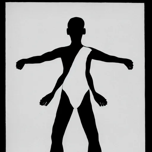 Image similar to symmetry!! black and white silhouette drawing of a full body person standing, on white background by stanhope forbes, centered, clean image