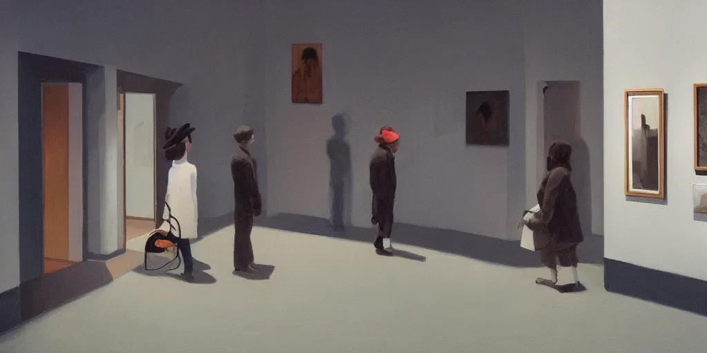 Image similar to an art gallery with pictures in the style of tim eitel