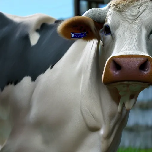 Image similar to detailed drake milking a cow, ultra realistic, 8 k, ultra details, highly detailed face, sharp focus