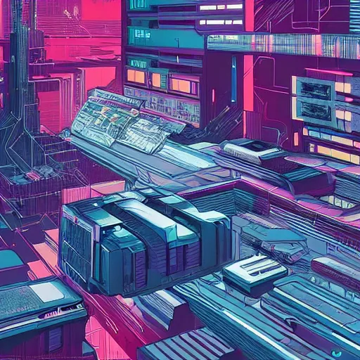 Image similar to neural transistor matrix, cyberpunk, futuristic, blade runner, william gibson, art by syd mead, art by josan gonzalez