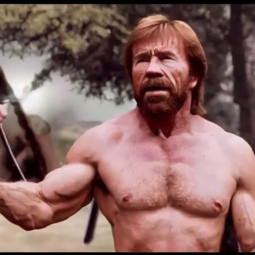 Prompt: chuck Norris fighting god, cinematic, 4K