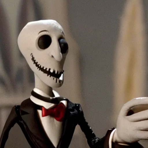 Image similar to Still of Sergio Mattarella in The Nightmare Before Christmas, claymation