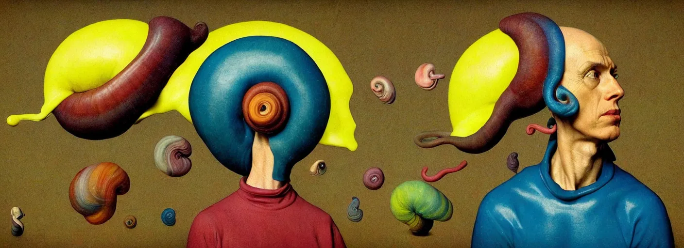 Image similar to surreal colorful single! clay snail spiral head portrait concept art anatomy, action pose, very coherent and colorful high contrast masterpiece by norman rockwell franz sedlacek hieronymus bosch dean ellis simon stalenhag rene magritte gediminas pranckevicius, dark shadows, sunny day, hard lighting, reference sheet white! background