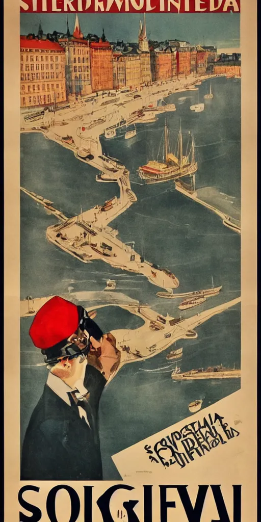 Image similar to a 1 9 2 0 s poster advertising stockholm