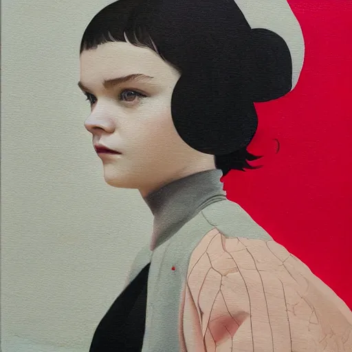 Image similar to elle fanning, christina ricci, anya taylor joy picture by sachin tang, asymmetrical, dark vibes, realistic painting, organic painting, matte painting, geometric shapes, hard edges, graffiti, street art : 2 by sachin teng : 4