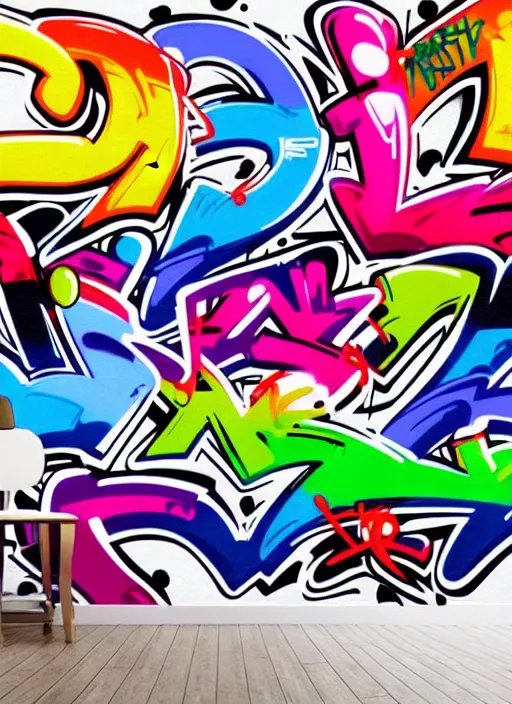 Prompt: beautiful graffiti on white background paper