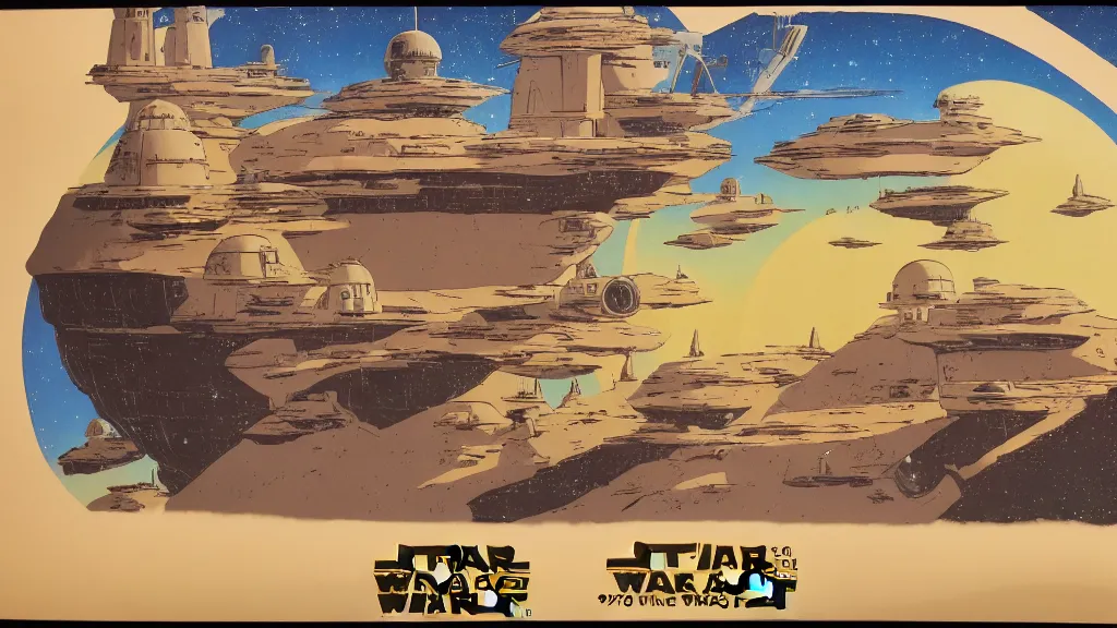 Image similar to tatooine landscape Star Wars a new hope 1977 studio ghibli highly detailed 70mm