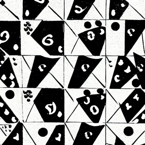 Prompt: a pattern made out of dices, black and white, woodcut, beardsley, aubrey, crepax, guido, moholy - nagy, laszlo