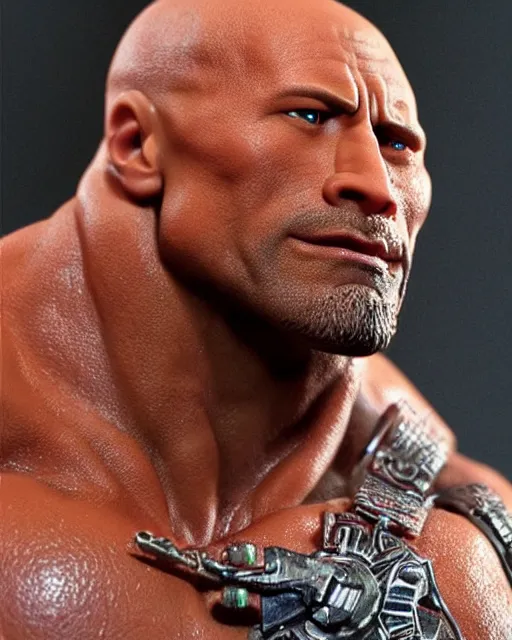 Image similar to close up shot of dwayne johnson action figure. dnd, high fantasy. royo, artgem, wlop