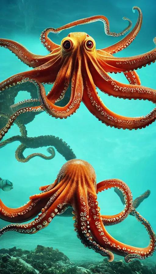 Image similar to Photo of a octopus in the ocean centered-photograph film still, dynamic action pose, National Geographic, insane detail, intricate, highly detailed, Zeiss Lens, DSLR photography, smooth, sharp focus, Unreal Engine 5, Octane Render, 35mm lens Redshift, depth of field 8K