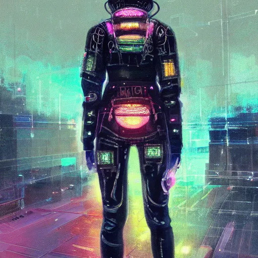 Prompt: detailed portrait of a skilled magic deepdream guardian girl cyberpunk futuristic, reflective puffer jacket, black leggings from the back radiating a glowing aura by ismail inceoglu dragan bibin hans thoma, perfect face, fine details, realistic shaded, fine - face, pretty face