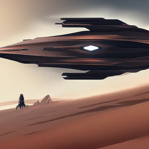 Prompt: concept art of a dune spaceship, george hull, artstation